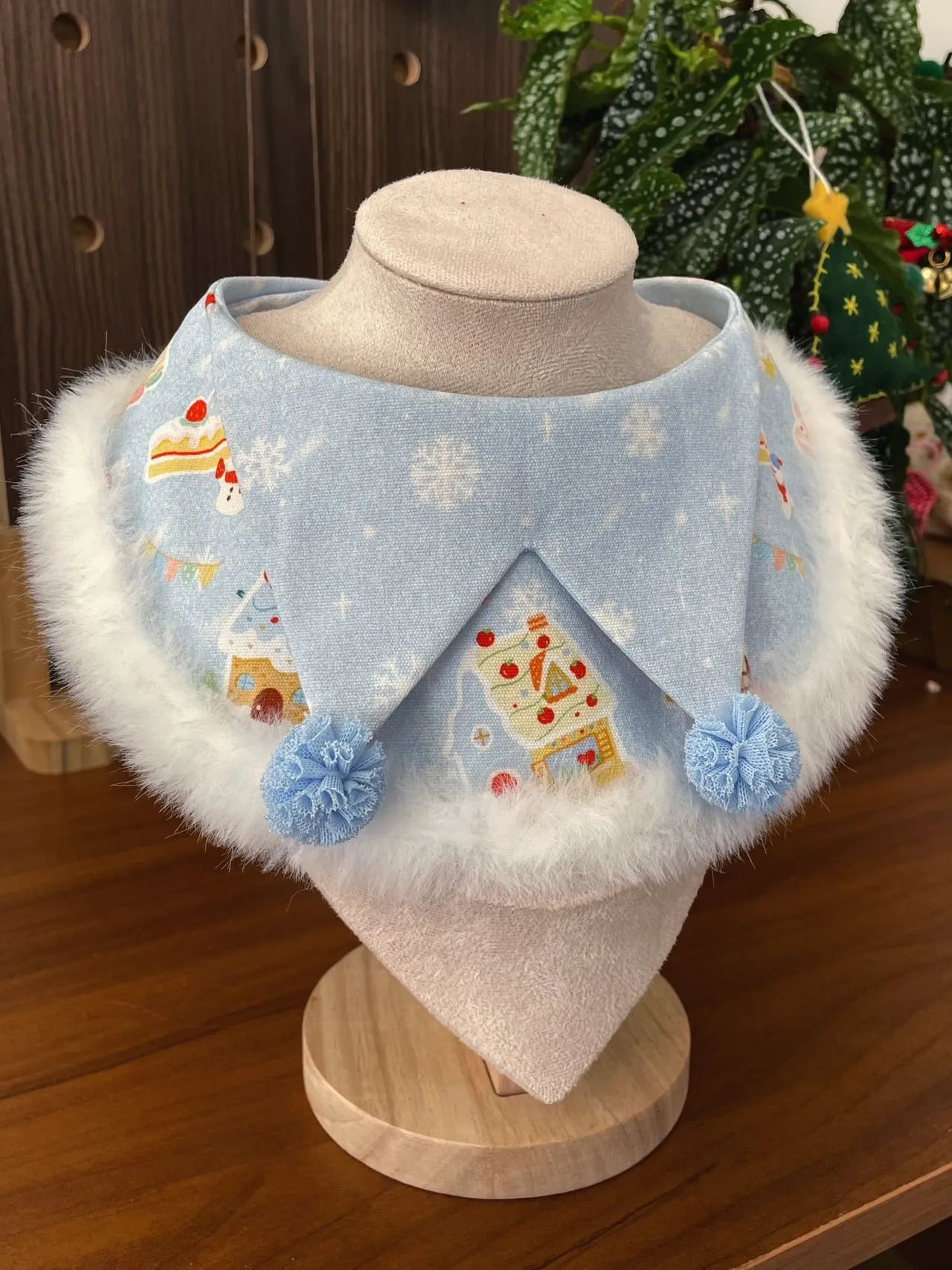 Winter Cake House - Plush Pet Scarf&Bib