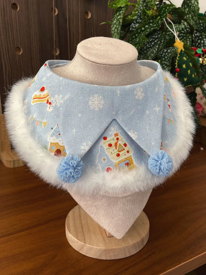 Winter Cake House - Plush Pet Scarf&Bib