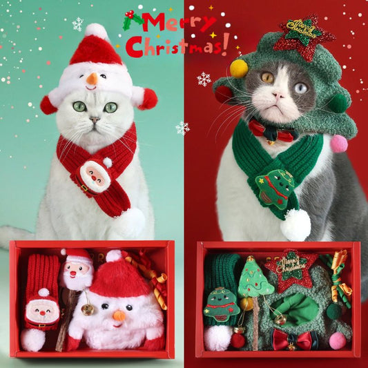 4pcs Knitted Christmas Pet Scarf