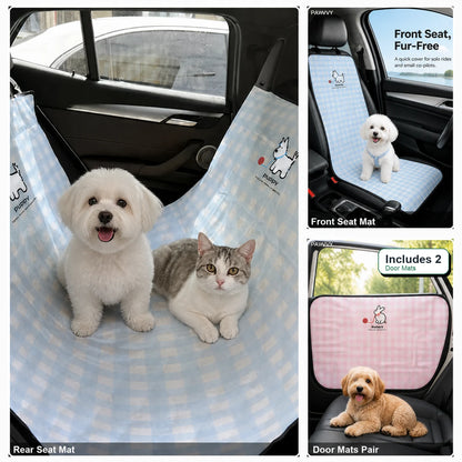 PAWVVY full car protector kit with pink door mats pair includes two door mats